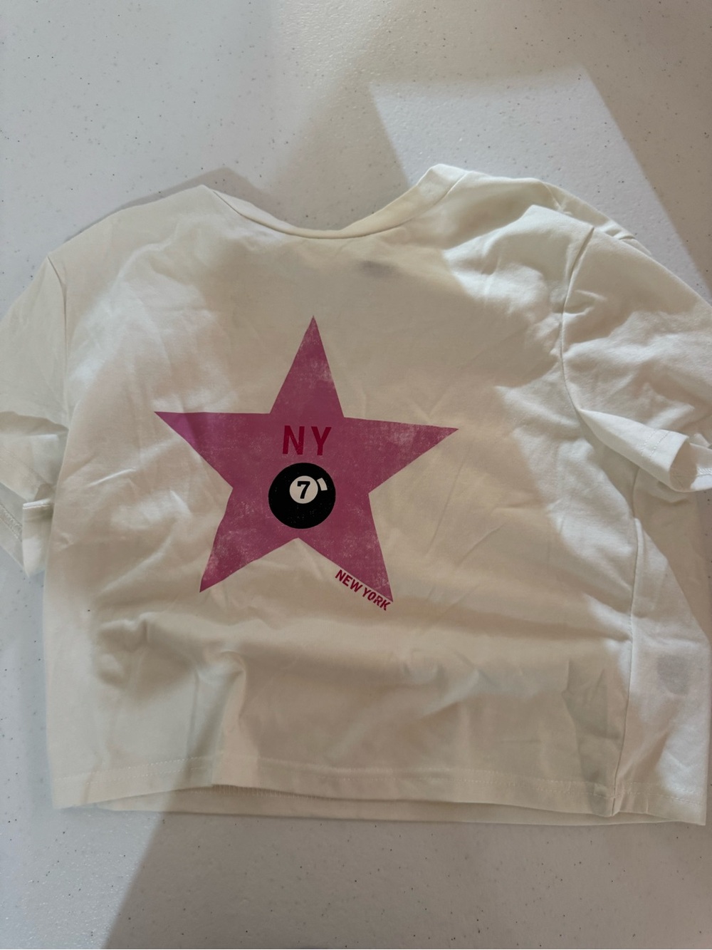 Kids NY Star Graphic Tee - Pink on White